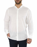 Ανδρικό βαμβακερό λευκό μονόχρωμο πουκάμισο SL65L