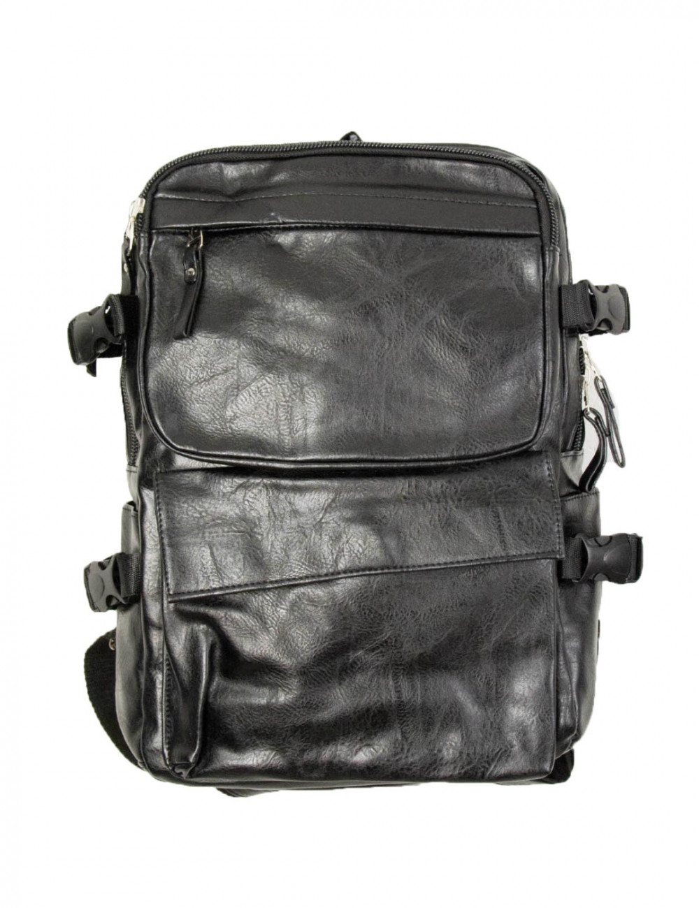 Ανδρικο μαύρο Back Pack δερματίνη με εξωτερικές τσέπες DR2194
