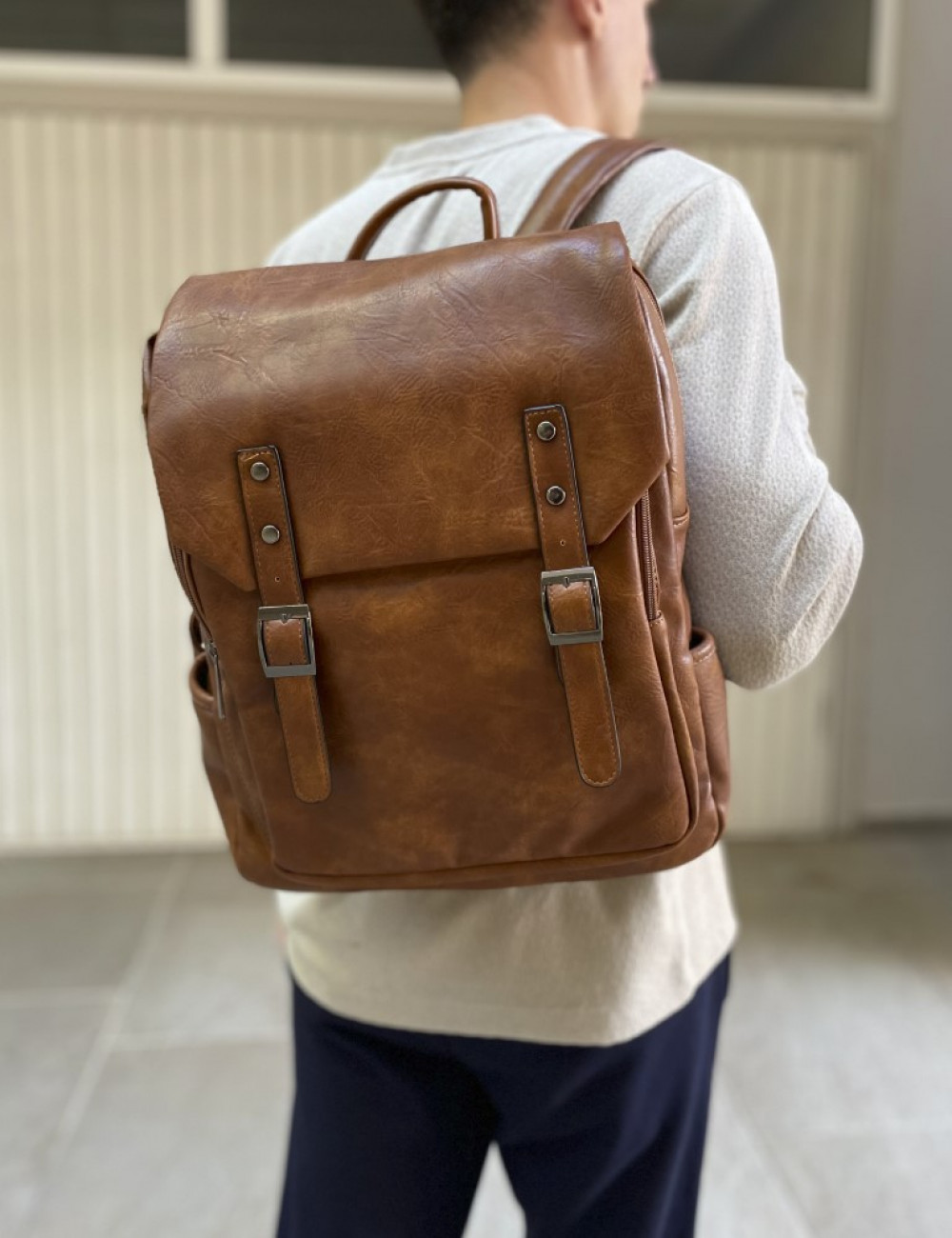 Ανδρικό κάμελ Backpack δερματίνη PB18