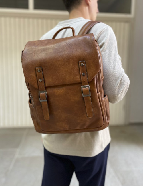 Ανδρικό κάμελ Backpack δερματίνη PB18