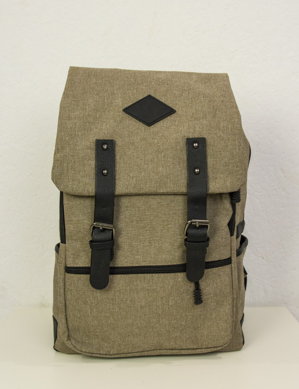 Ανδρικό μπεζ υφασμάτινο Backpack με τσεπάκια 50502B