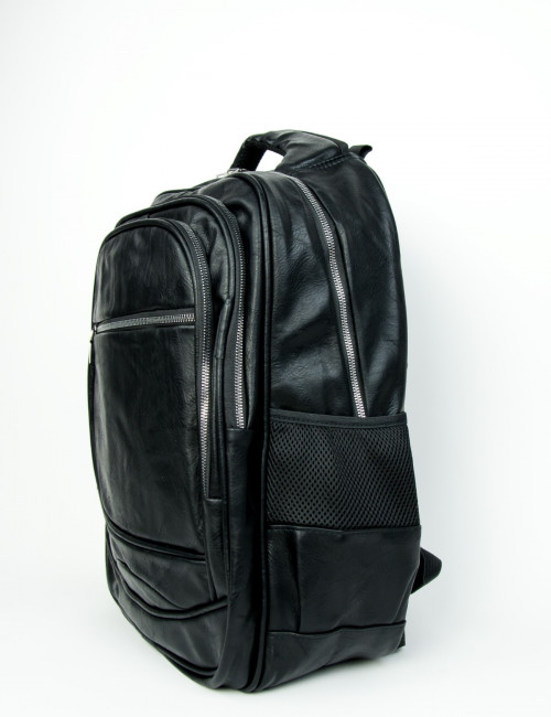 Ανδρικό μαύρο Back Pack δερματίνη με εξωτερική τσέπη 10312