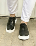 Ανδρικά ασπρόμαυρα δερμάτινα oxford παπούτσια με κορδόνια GBL04Z