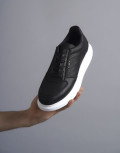 Ανδρικά ασπρόμαυρα Sneakers δερματίνη ανάγλυφο σχέδιο 0422020