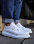 Ανδρικά λευκά Casual Sneakers δερματίνη με Scratch CH073R