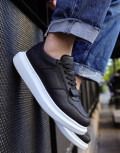 Ανδρικά μαύρα Casual Sneakers δερματίνη με Scratch CH073