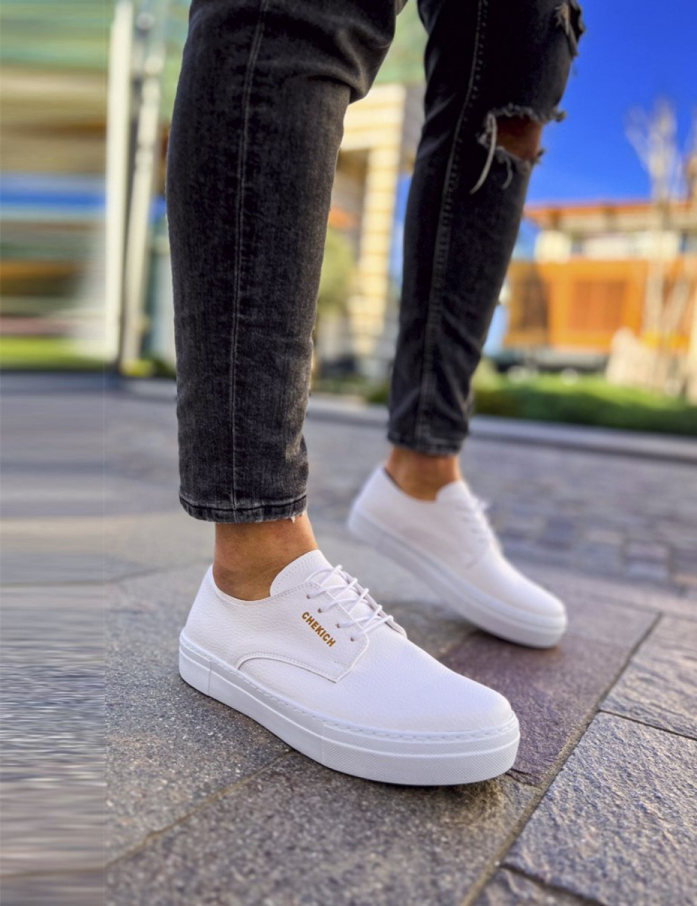 Ανδρικά λευκά casual παπούτσια δερματίνη CH005W