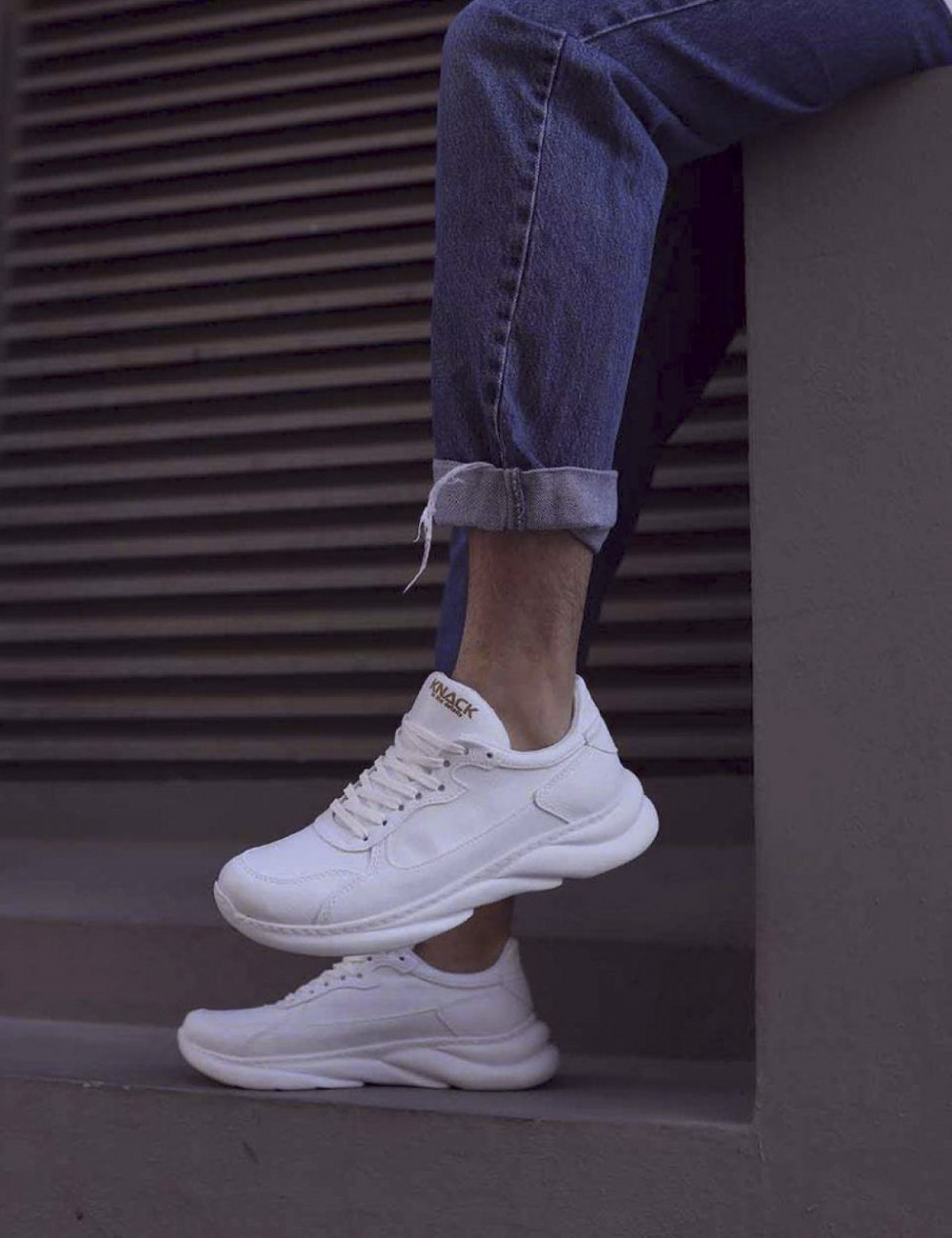 Ανδρικά λευκά Sneakers δερματίνη ανάγλυφη σόλα 0652020W