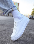 Ανδρικά λευκά δίσολα sneakers λαστιχένια σόλα CH107W