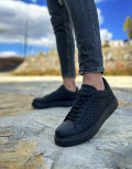 Ανδρικά μαύρα sneakers δερματίνη καπιτονέ σχέδιο CH203