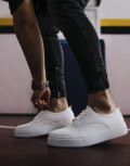 Ανδρικά λευκά Casual Sneakers δερματίνη με κορδόνια 0772020W