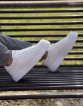 Ανδρικά λευκά sneakers δερματίνη καπιτονέ σχέδιο CH203W