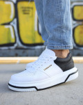 Ανδρικά λευκά δίσολα Sneakers με μαύρη διχρωμία CH075