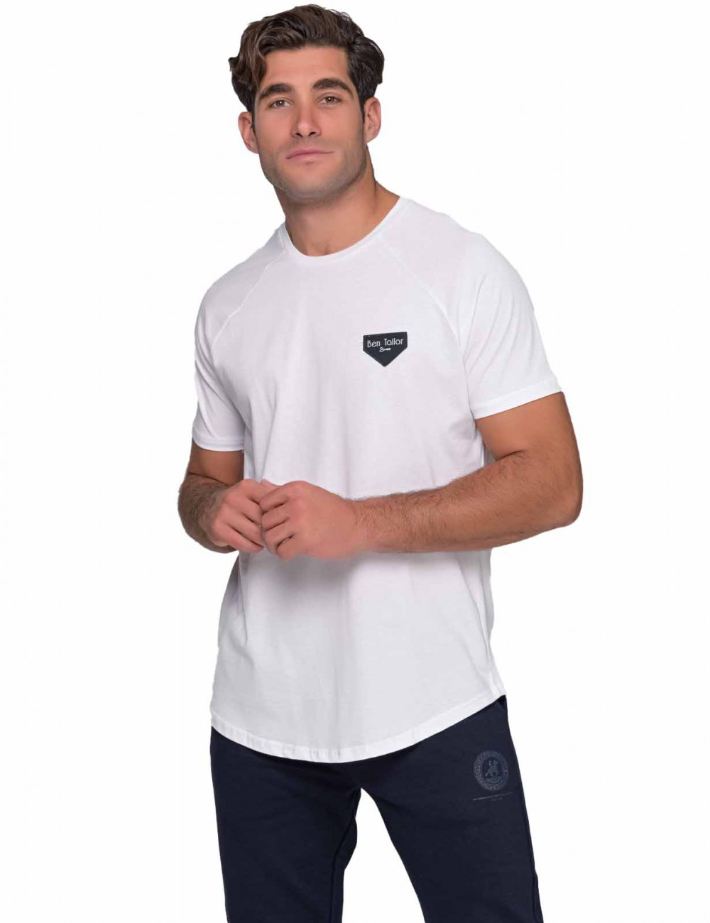 Ανδρικό λευκό βαμβακερό Tshirt τύπωμα Ben Tailor 5054W