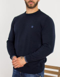 Darious ανδρικό μπλε πλεκτό πουλόβερ με διχρωμία 18555K