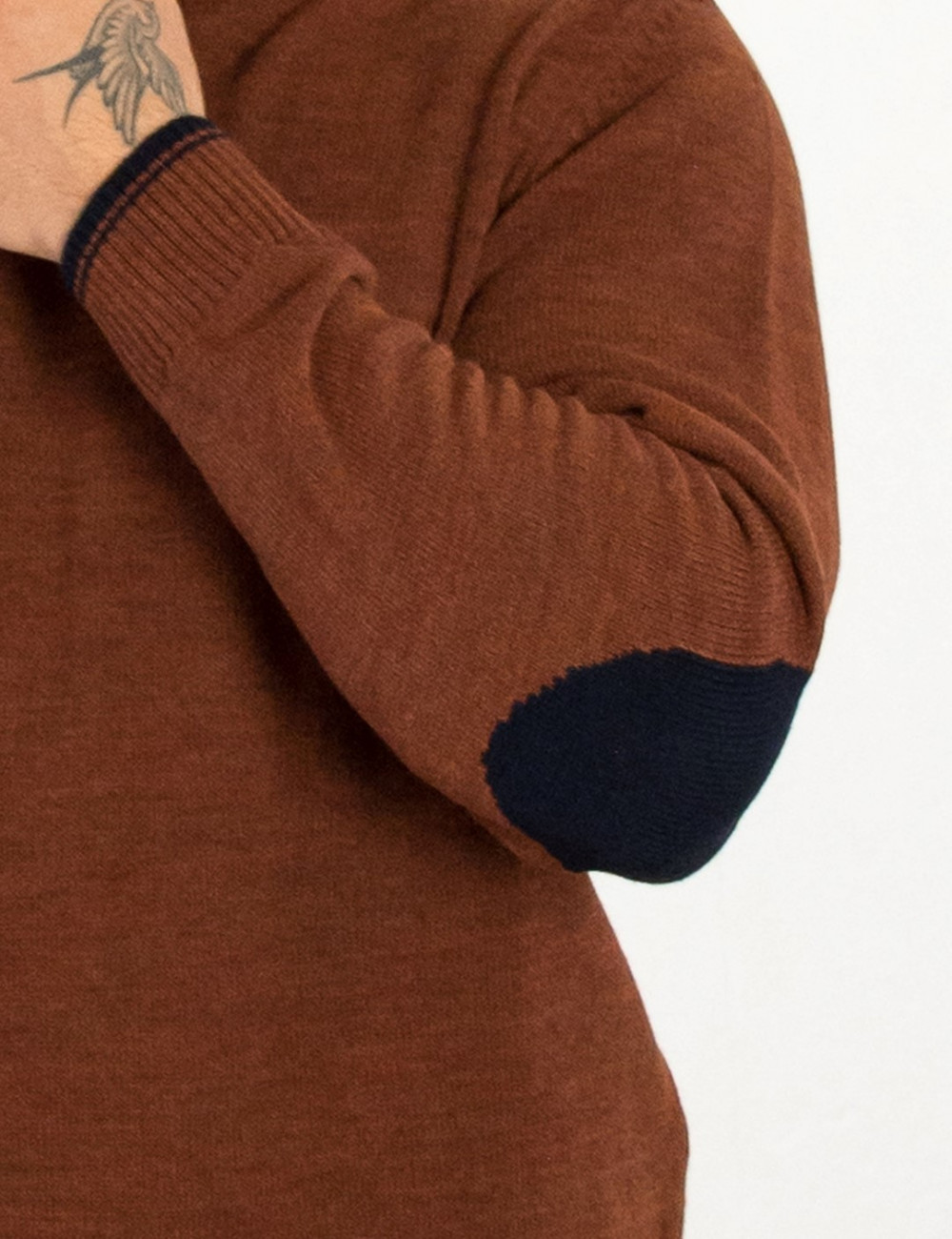 Darious ανδρικό κεραμιδί πλεκτό πουλόβερ με διχρωμία 18555A