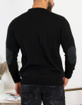 Darious ανδρικό μαύρο πλεκτό πουλόβερ με διχρωμία 18555L