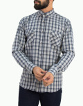 Ανδρικό μπλε καρό πουκάμισο με τσεπάκια Ben Tailor 0091F