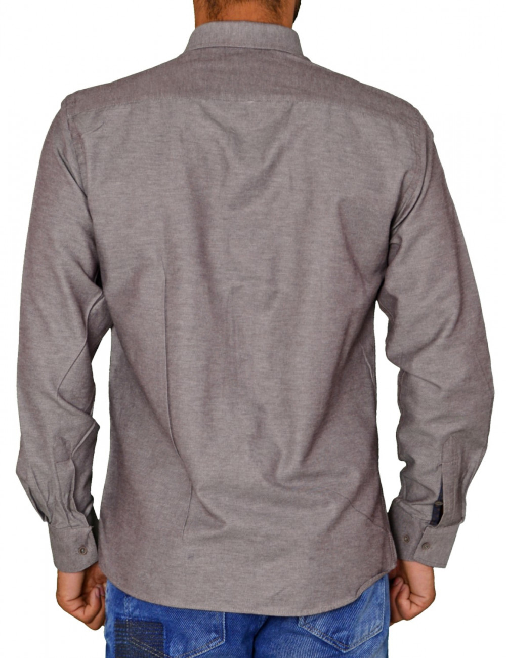 Ανδρικό πουκάμισο υφασμάτινο μονόχρωμο καφέ Ben Tailor 21916F