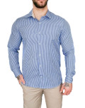Ανδρικό γαλάζιο ριγέ πουκάμισο με διχρωμία Modern Fit 301511G