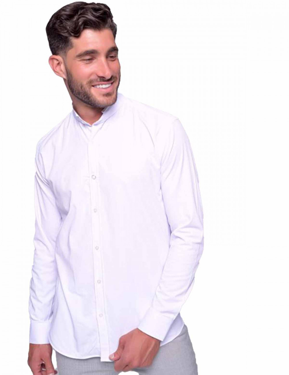 Ben Tailor ανδρικό λευκό πουκάμισο με μάο γιακά 0589W