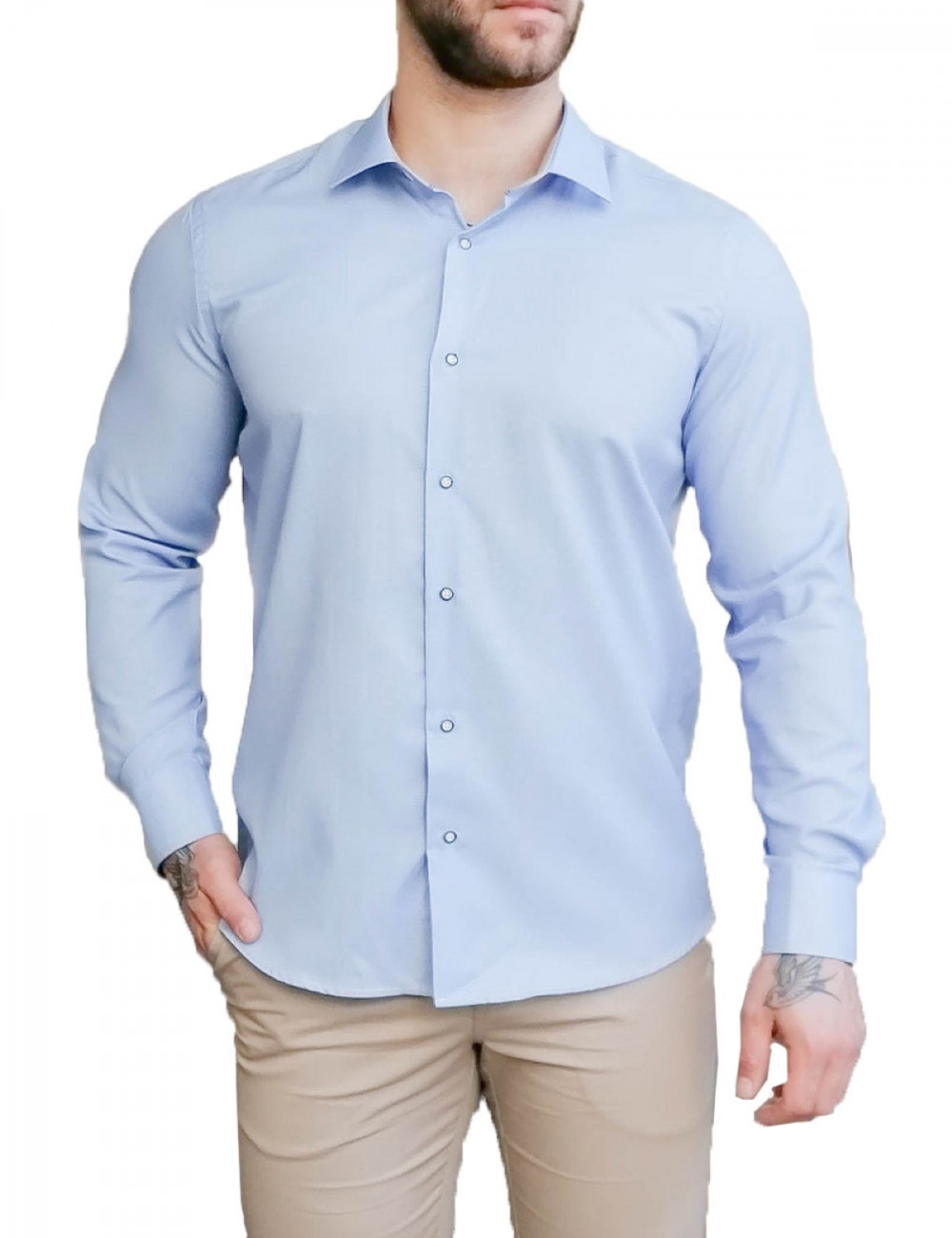 Ανδρικό γαλάζιο πουκάμισο με διχρωμία Modern Fit 301510G