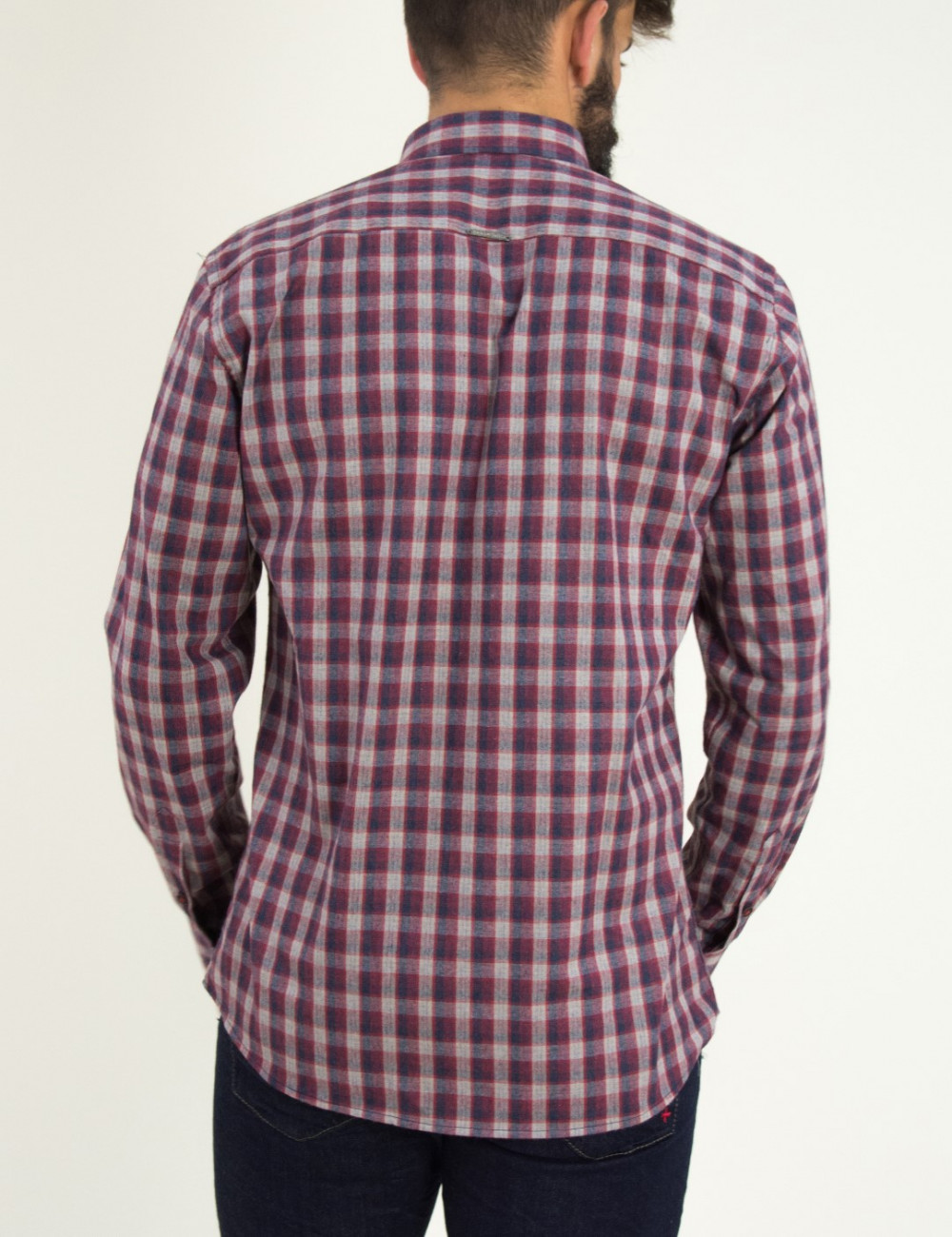 Ανδρικό κόκκινο καρό πουκάμισο με τσεπάκια Ben Tailor 0091