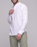 Ben Tailor ανδρική λευκή πουκαμίσα λινό  Komo 0575