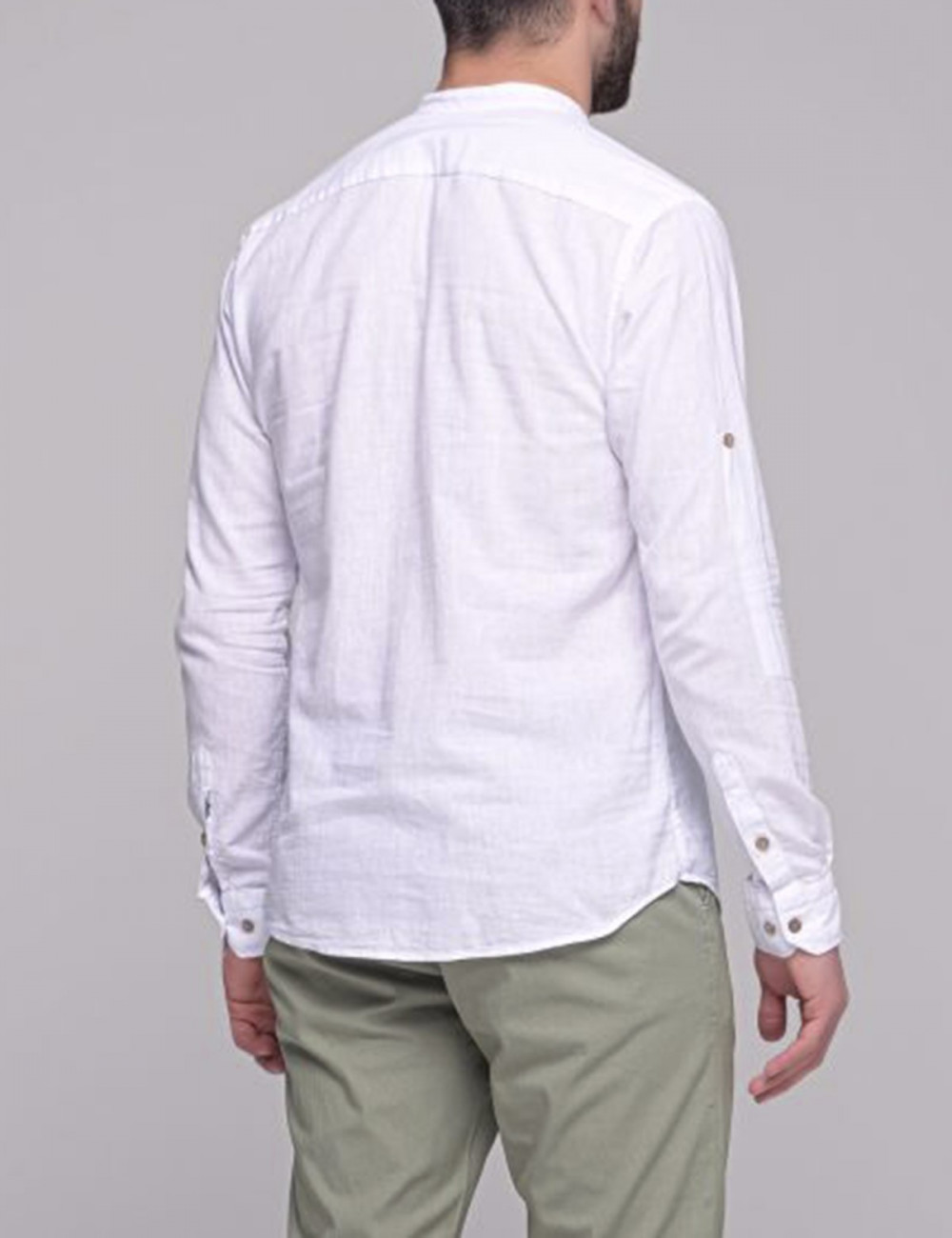 Ben Tailor ανδρική λευκή πουκαμίσα λινό  Komo 0575