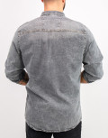 Ανδρικό γκρι τζιν πουκάμισο με κουμπιά 18276G