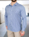 Ανδρικό γαλάζιο ριγέ πουκάμισο με διχρωμία Modern Fit 301511G