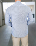 Ανδρικό μπλε ριγέ πουκάμισο με διχρωμία Modern Fit 301511L
