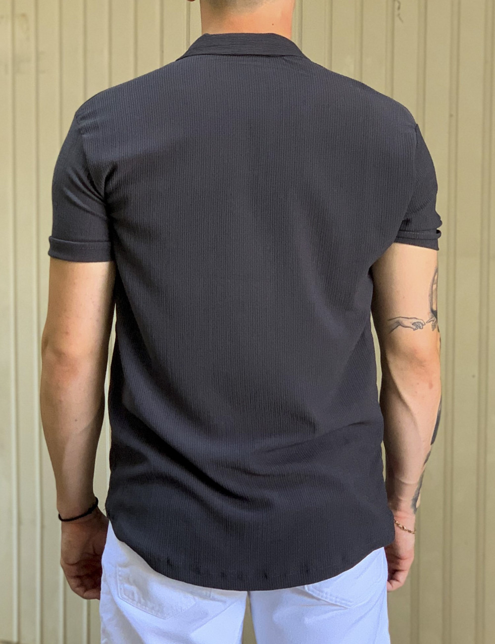 Ανδρικό ανθρακί κοντομάνικο πουκάμισο TST1310A