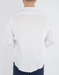 US Grand Polo ανδρικό λευκό λινό πουκάμισο μάο γιακά USC747W