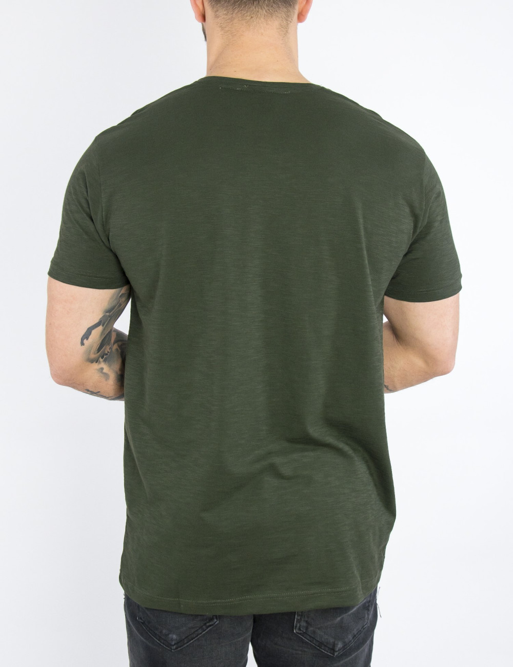 Everbest ανδρικό χακί Plus Size T-shirt 2328140P
