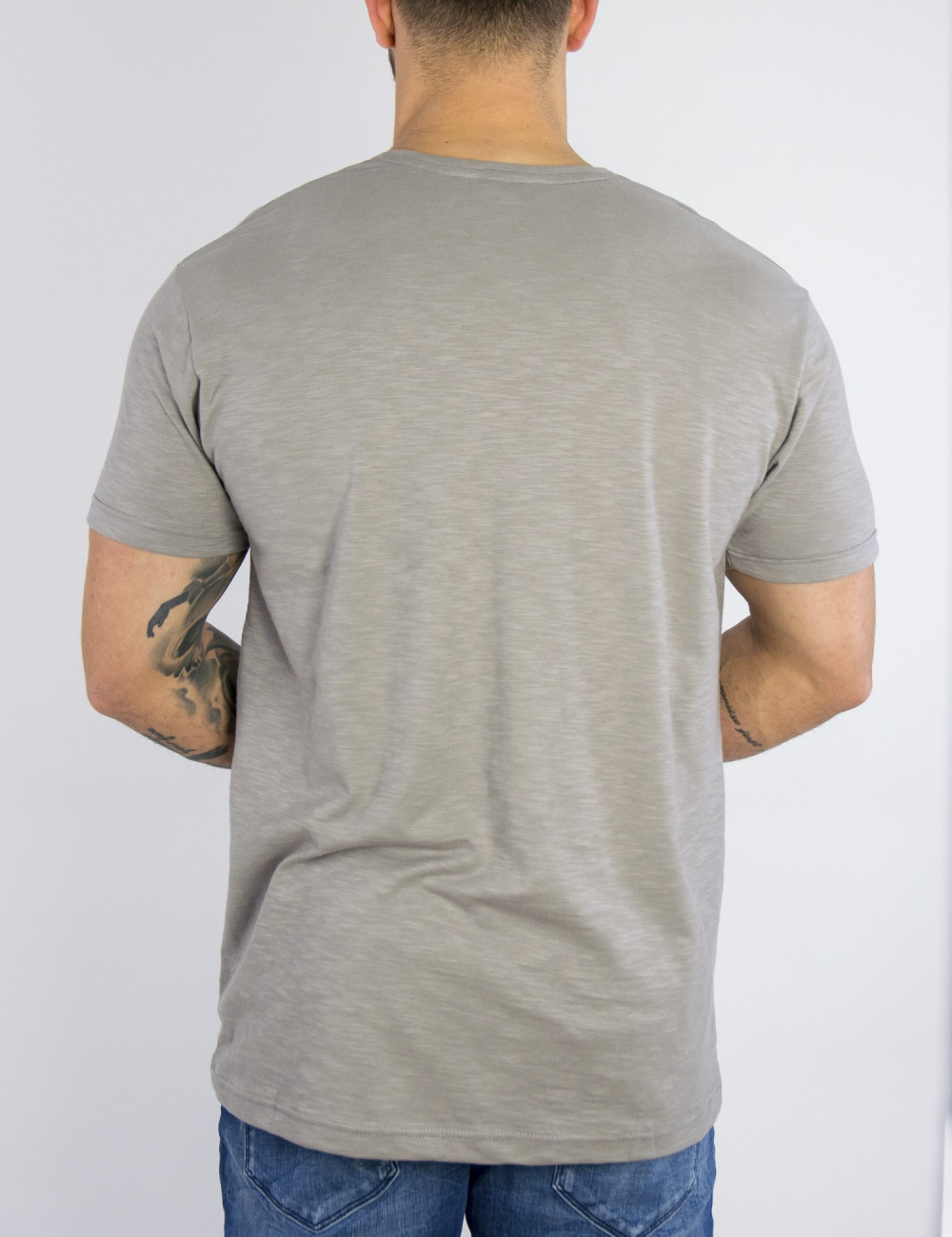 Everbest ανδρικό γκρι Plus Size T-shirt 2328140G