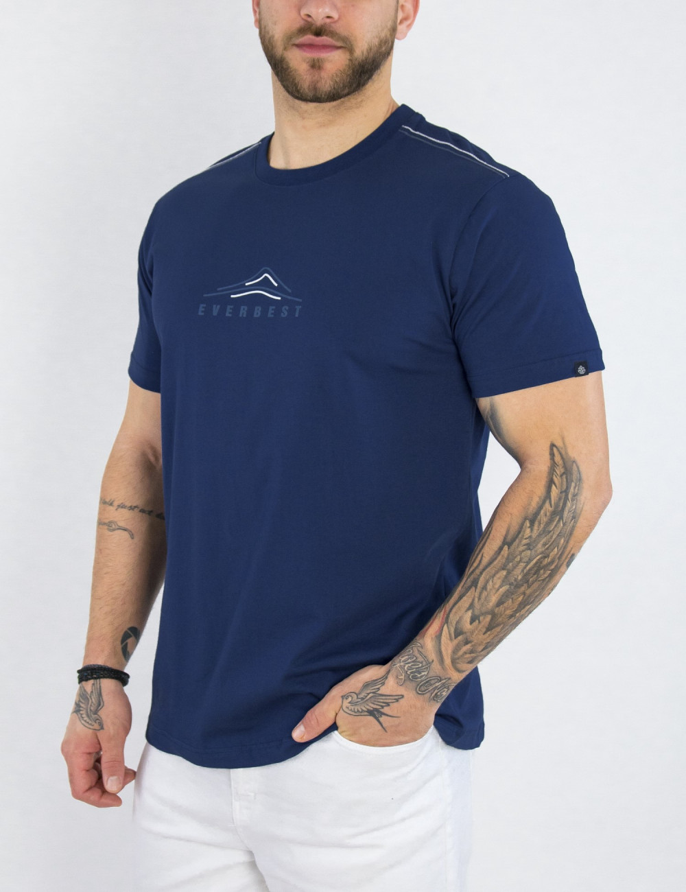 Everbest ανδρικό μπλε Plus Size Tshirt με τύπωμα 232810