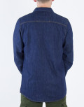 Ανδρικό σκούρο μπλε τζιν μακρυμάνικο πουκάμισο 18388