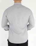 Ανδρικό βαμβακερό γκρι ριγέ πουκάμισο SL45