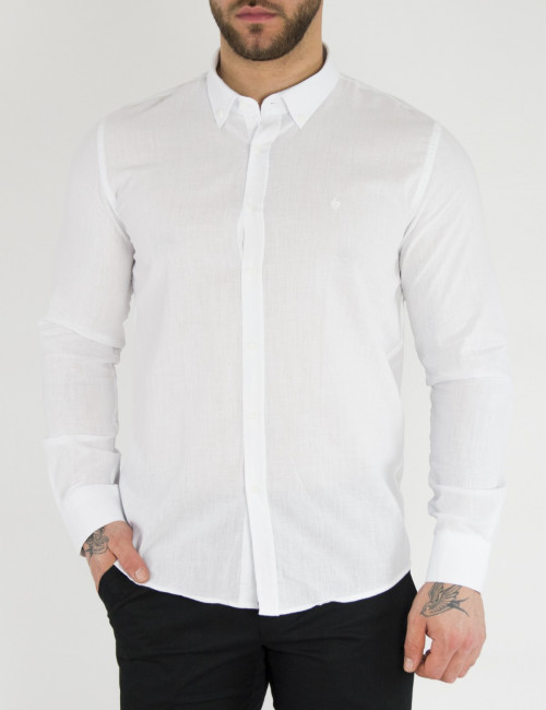 Ανδρικό λευκό μονόχρωμο πουκάμισο SL65L