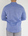 Ανδρικό σιελ λινό πουκάμισο με μάο γιακά 17038S