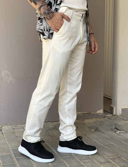 Ανδρικό λευκό υφασμάτινο Chinos παντελόνι Ben Tailor 0285W