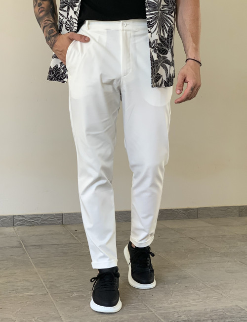 Ανδρικό λευκό υφασμάτινο παντελόνι Kowalski Ben Tailor 0398Α