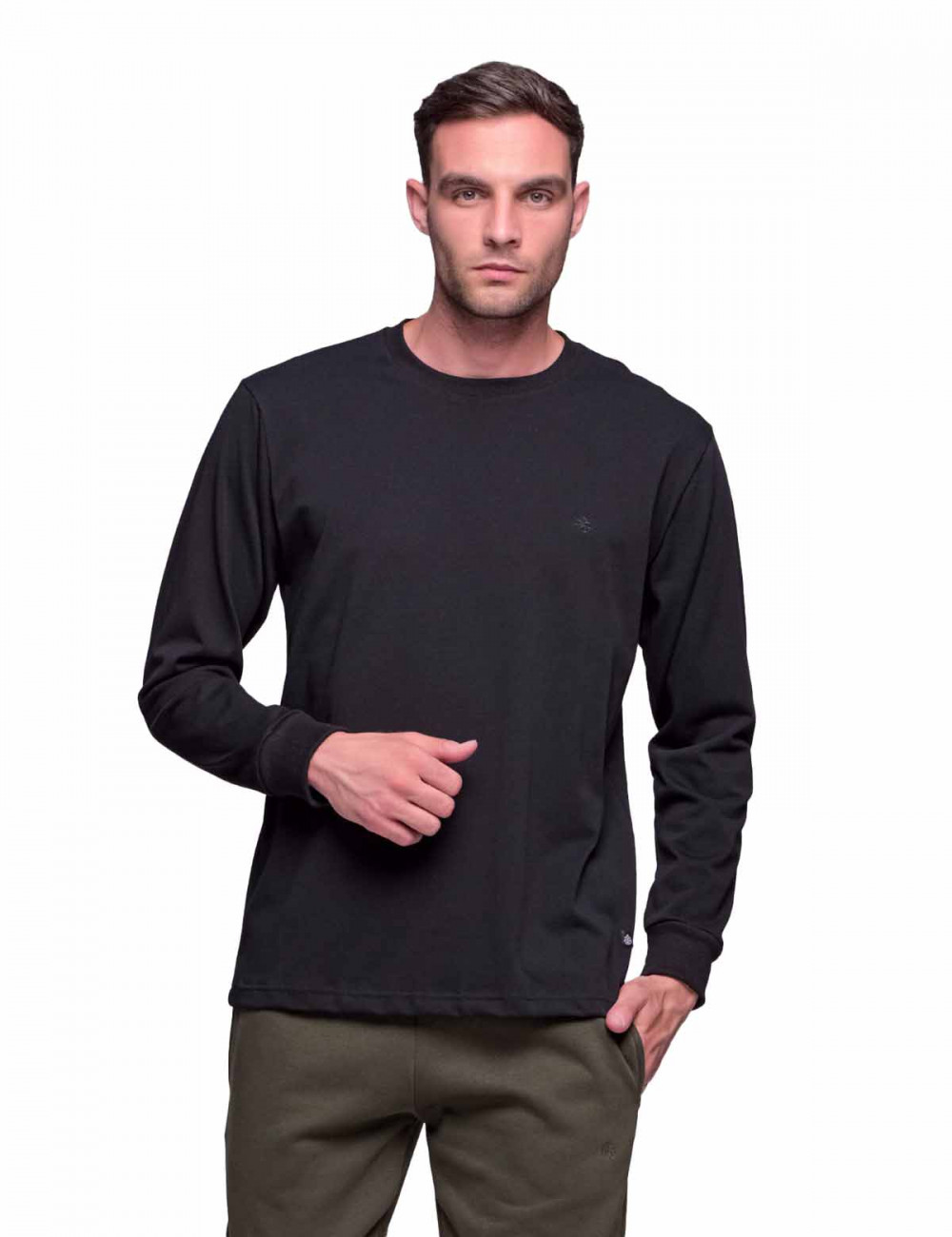 Ανδρική μαύρη βαμβακερή μπλούζα Plus size Everbest 2310160B