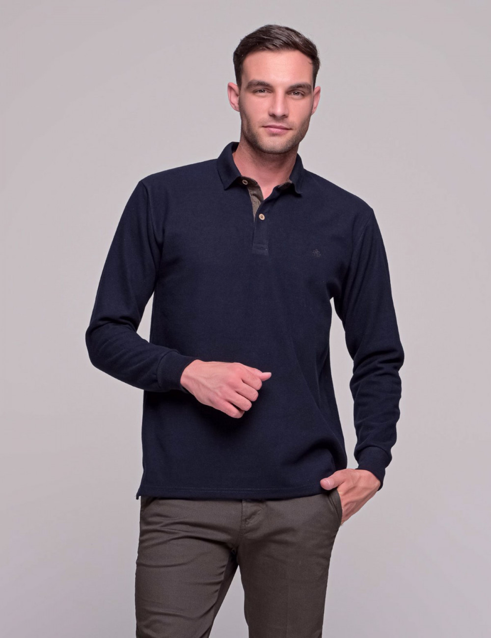 Everbest ανδρική Navy Polo πικέ μπλούζα plus size 2310220N