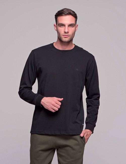 Everbest Ανδρική μαύρη βαμβακερή μπλούζα Plus size 2310160B