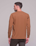 Everbest Ανδρική κάμελ βαμβακερή μπλούζα Plus size 2310160