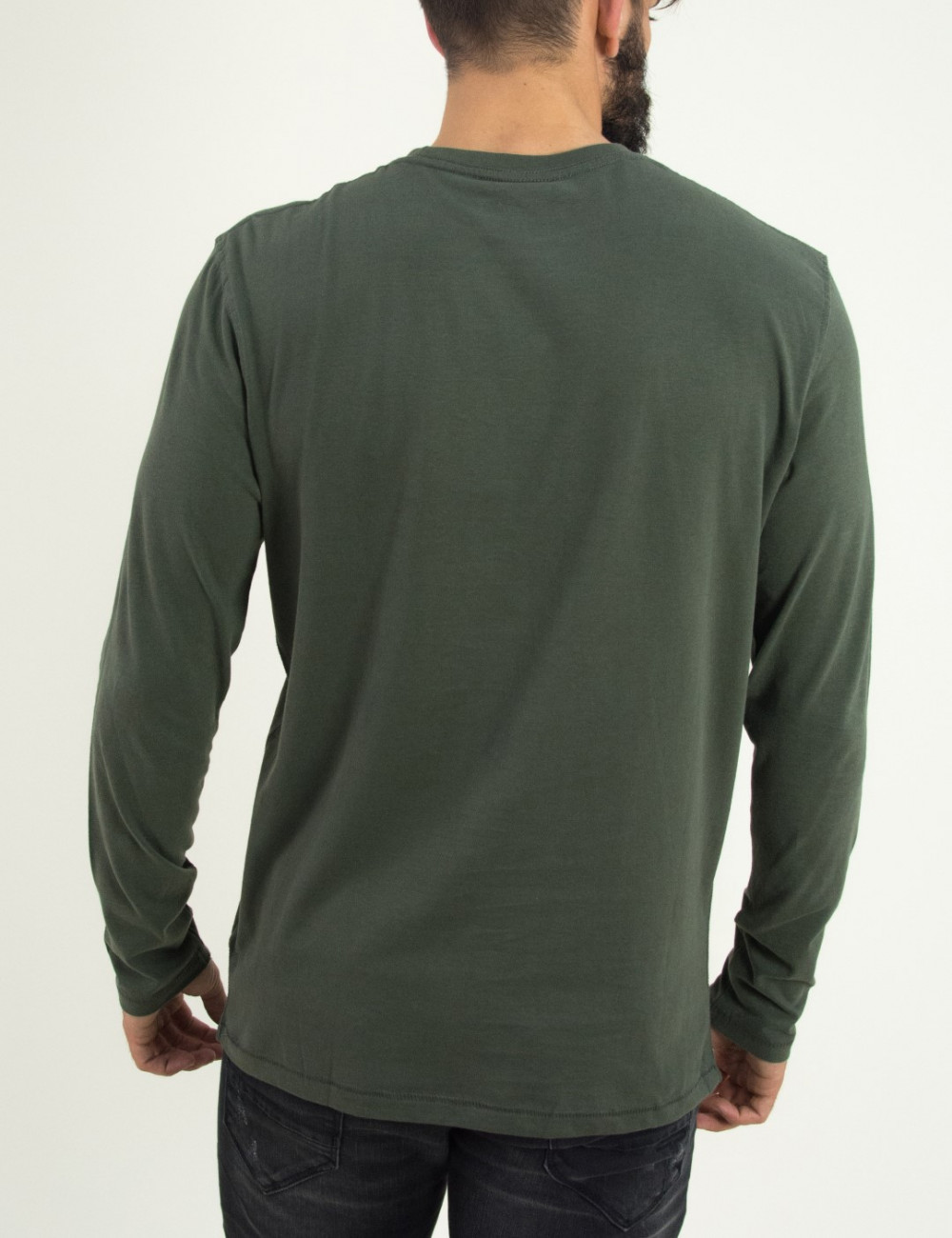 Ανδρική χακί λεπτή μακρυμάνικη μπλούζα Green Wood 02K900682