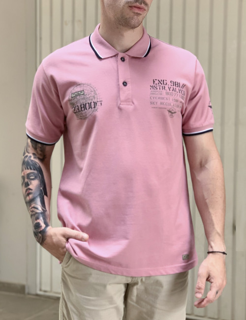 Everbest ανδρική ροζ Polo μπλούζα Plus Size 208330P