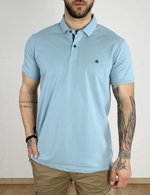 Everbest ανδρική γαλάζια Polo μπλούζα Plus Size 232840G